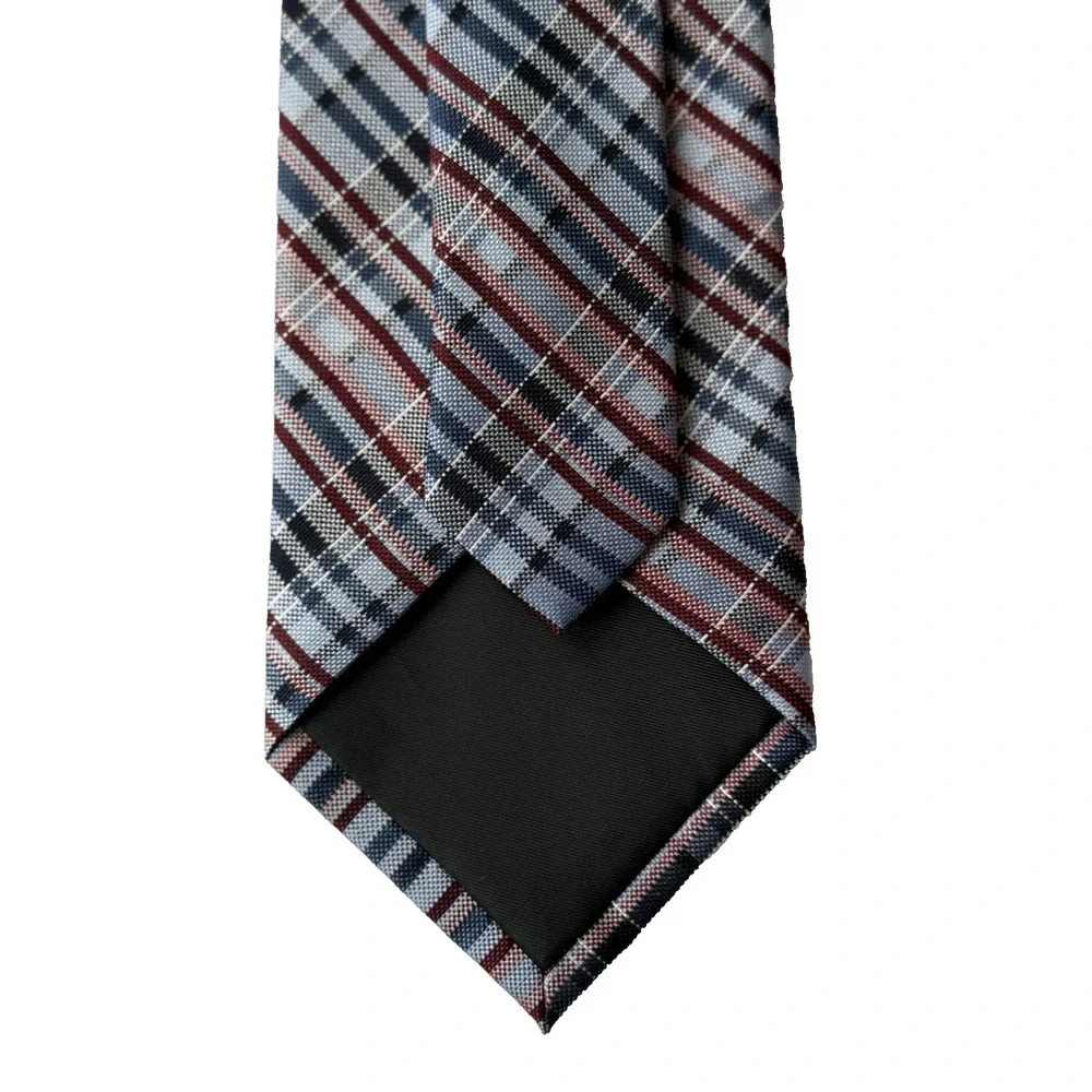 BURMA BIBAS Men's 100% Silk Neck Tie Red White‎ Blue Striped - USA America EUC